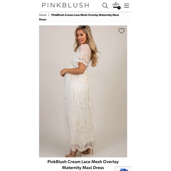 PinkBlush Cream Lace Maternity Maxi Dress - Picture 6 of 9